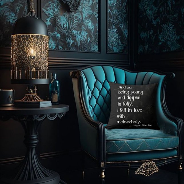 Gothic Dead Rose and Poe Quote Throw Pillow (Creator Uploaded)