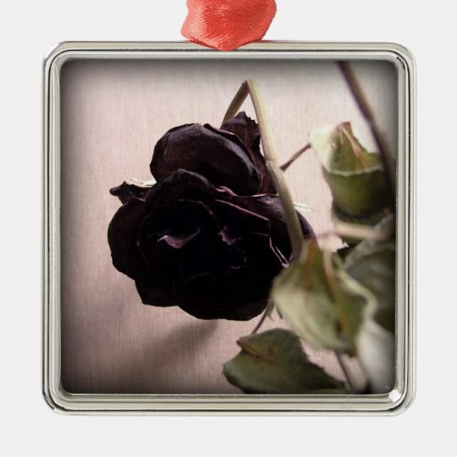 Gothic Dead Rose Metal Tree Decoration (Front)
