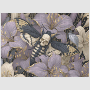 Gothic Death Head Moth Purple Floral Tissue Paper