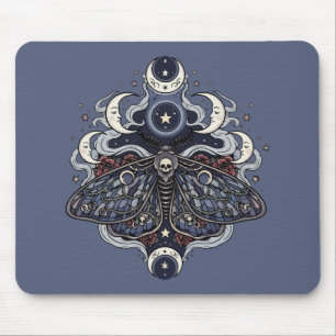 Gothic Death Moth and Moon Phases Mouse Pad