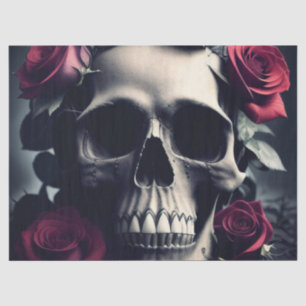 Gothic Death Skull and Roses Tissue Paper