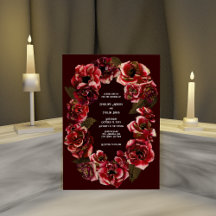 Gothic Decaying Roses on Dark Crimson - Wedding