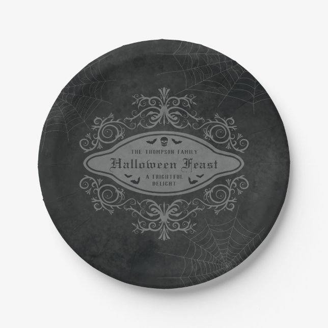 Gothic Decorative Macabre Banner Halloween Party Paper Plate (Front)