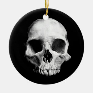 Gothic deformed skull ceramic tree decoration
