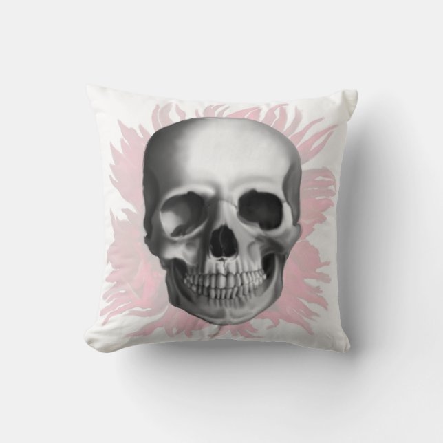 Gothic design red and white with realistic skull cushion (Front)