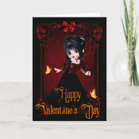 Gothic Devil Girl Happy Valentine's Day Card 1