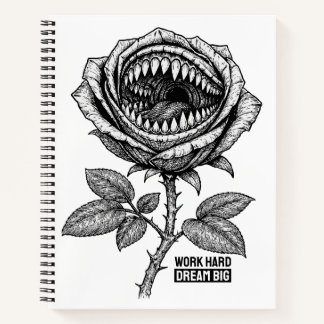 Gothic Devil Rose Sticker – Dark Horror Floral Notebook