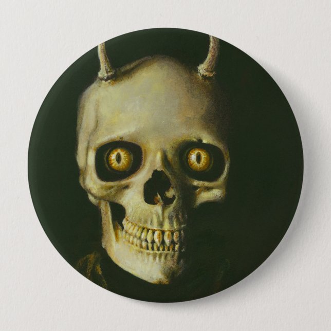 Gothic Devil Skull Button (Front)