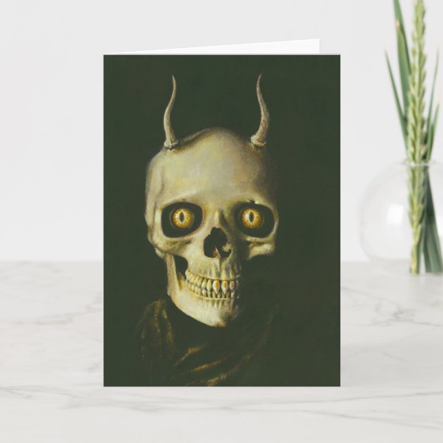 Gothic Devil Skull Greetings Card (Front)