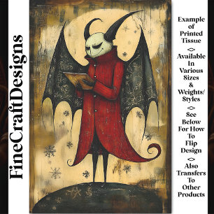 Gothic Devil Vampire + Horns + Wings BB5 Decoupage Tissue Paper
