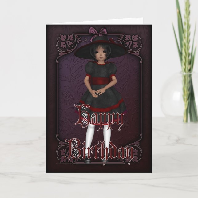Gothic Doll Design 1 Happy Birthday Card (Front)