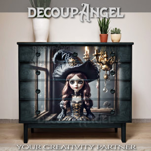 Gothic Doll in Haunted House - Decoupage - Tissue Paper