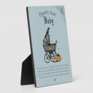 Gothic Don't Say Baby Blue Baby Shower Game Plaque
