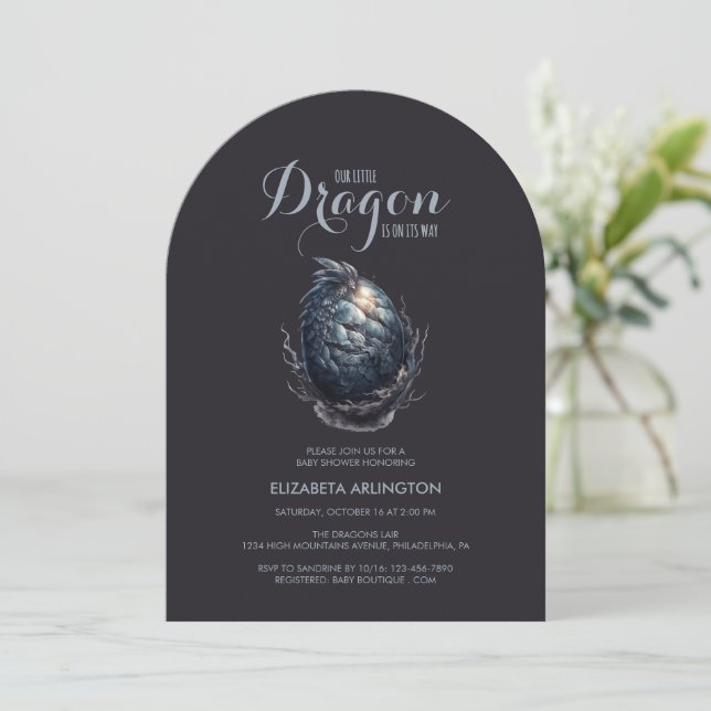 Gothic Dragon Egg Baby Shower Invitation (Standing Front)