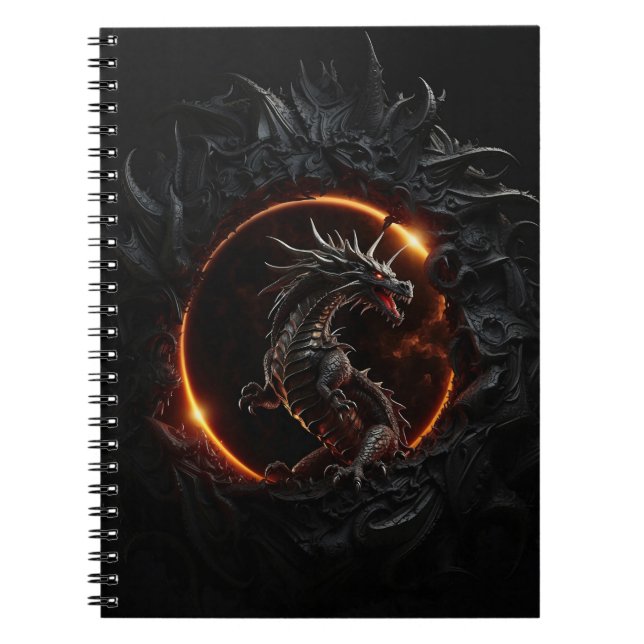 Gothic Dragon Solar Eclipse Black Notebook (Front)