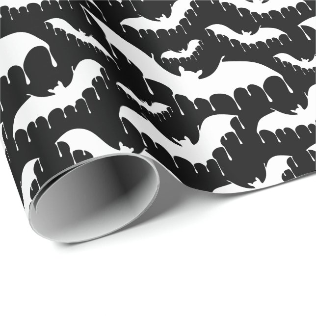 Gothic Dripping Blood Bats Halloween Wrapping Paper (Roll Corner)
