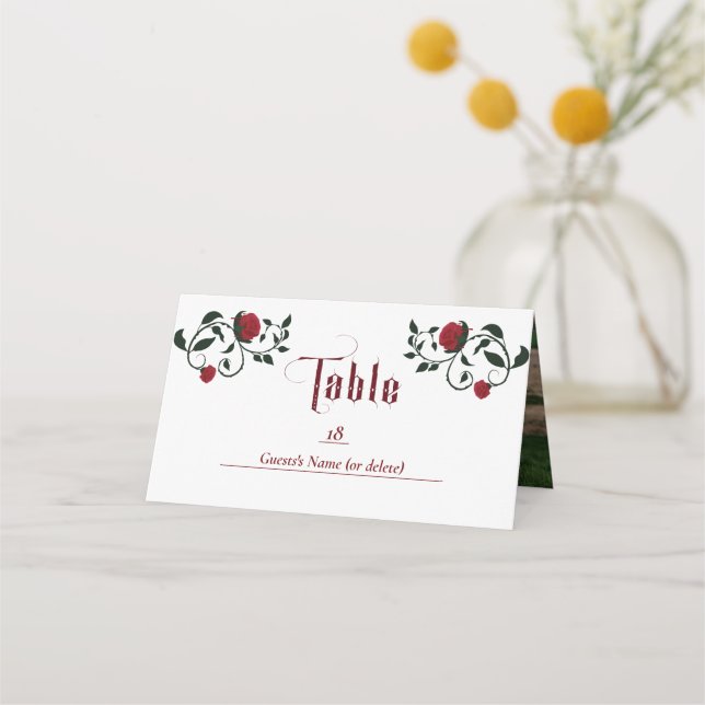 Gothic Dripping Bloody Roses Moody Photo Wedding Place Card (Front)
