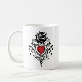 Gothic Dripping Red Heart Rose Dark Romance Coffee Mug