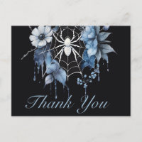Gothic Dusty Blue Floral Spiderweb Thank You