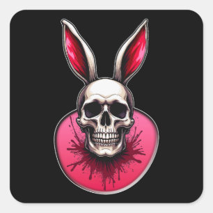 Gothic Easter Bunny – Skull Art - Autocolante Square Sticker