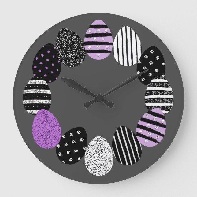 Gothic Easter Eggs Large Clock (Front)