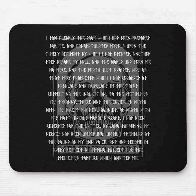 Gothic Edgar Allan Poe Memento Mori Skull Mouse Pad (Front)