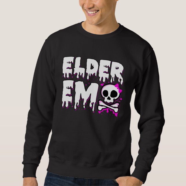 Gothic Elder Emo Pink Skull Goth Music Sweatshirt (Front)
