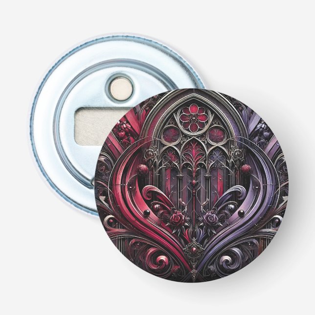 Gothic Elegance Button Bottle Opener (Front)