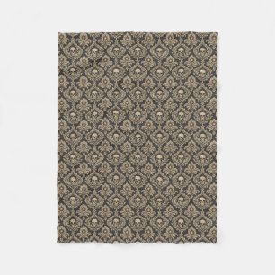 Gothic Elegance Skull Damask Fleece Blanket