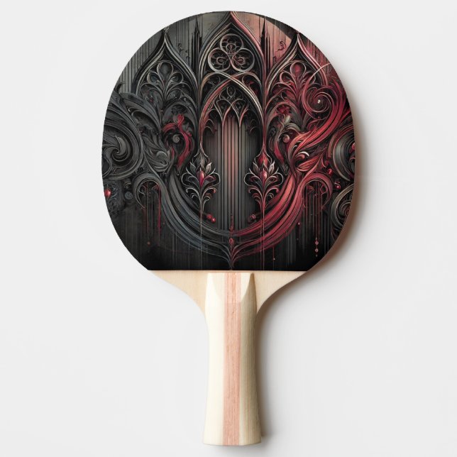 Gothic Elegance Table Tennis Paddle – Intricate Cu (Front)
