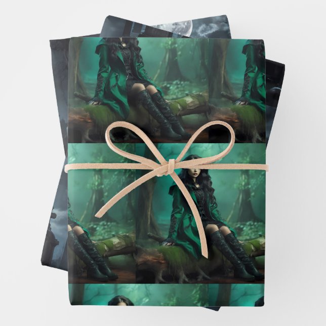 Gothic Elegance – Three Designs Wrapping Paper Sheet (In situ)