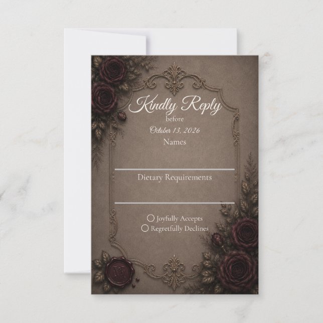 Gothic Elegance Wedding  RSVP Card (Front)