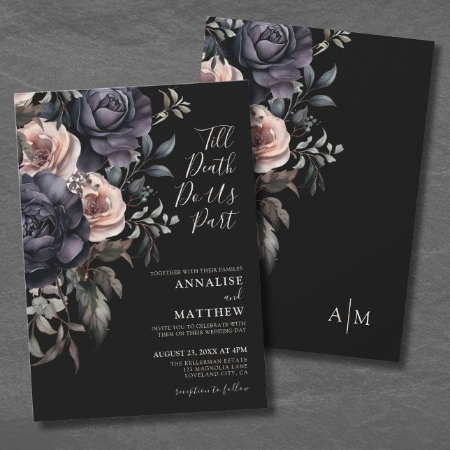 Gothic Elegant Roses Floral Wedding Invitation (Gothic Elegant Roses Floral Wedding Invitation )