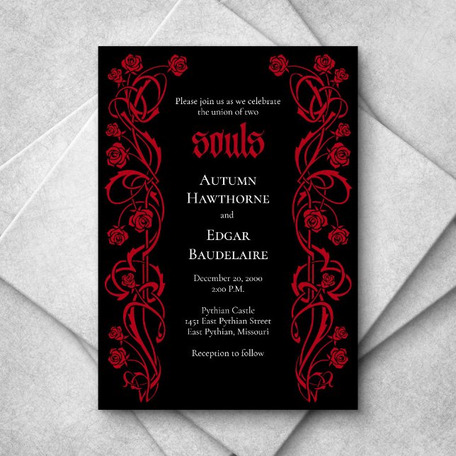 Gothic Elegant Roses Wedding Invitation (Creator Uploaded)