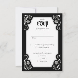 Gothic Elegant Roses Wedding RSVP Card