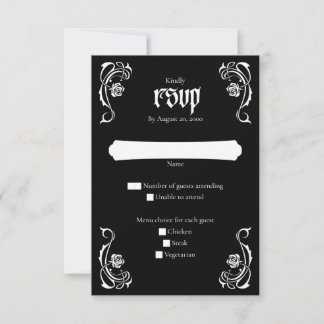 Gothic Elegant Roses Wedding RSVP Card