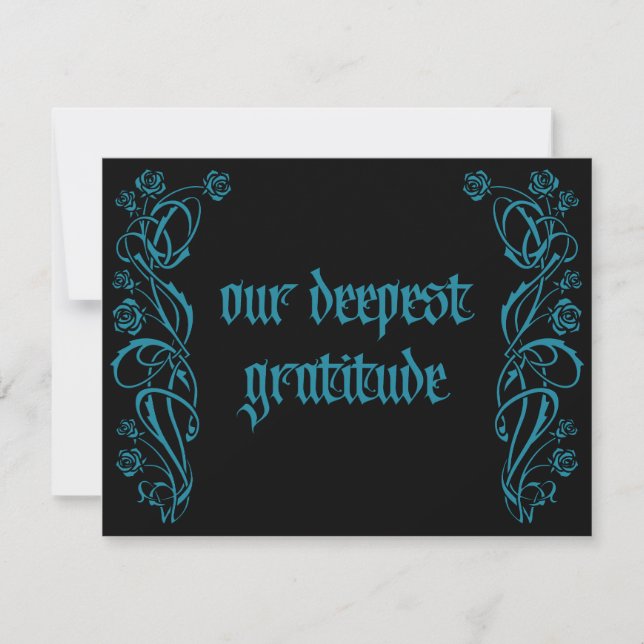 Gothic Elegant Roses Wedding Thank You Card (Front)