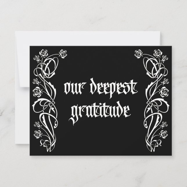 Gothic Elegant Roses Wedding Thank You Card (Front)