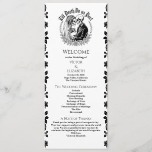 Gothic Elegant Till Death Skeleton Wedding  Programme