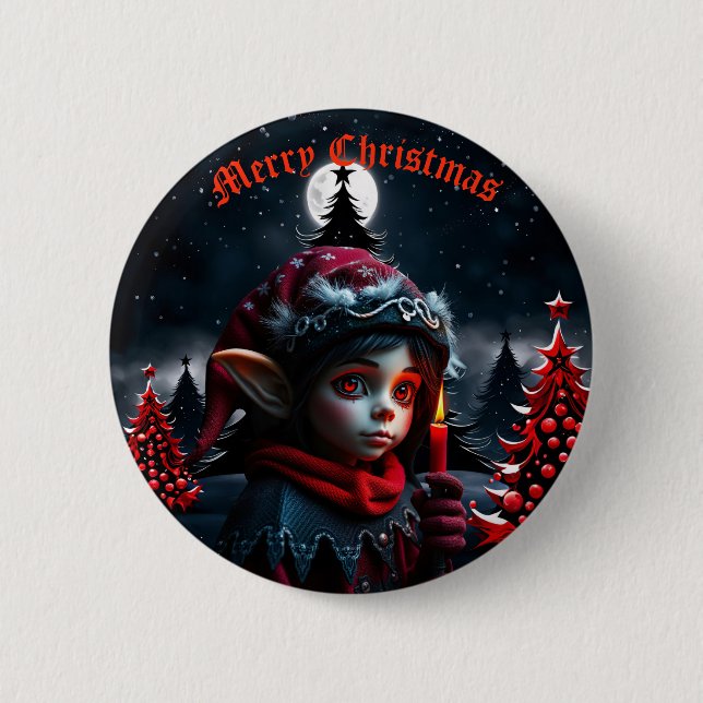 Gothic elf magic under the full moon.  6 cm round badge (Front)