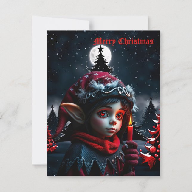 Gothic elf magic under the full moon. holiday card (Front)