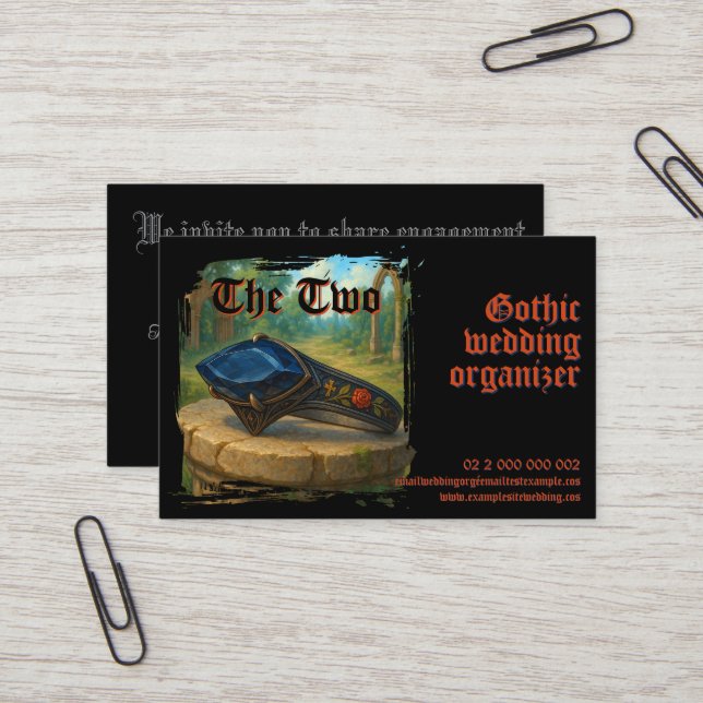 Gothic engagement gift business card (Front/Back In Situ)