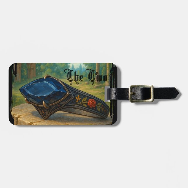 Gothic engagement gift luggage tag (Front Horizontal)