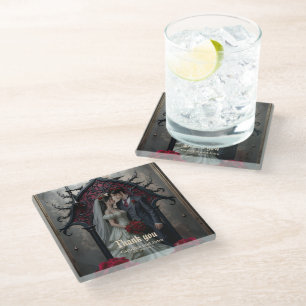 Gothic Eternal Love Glass Coaster