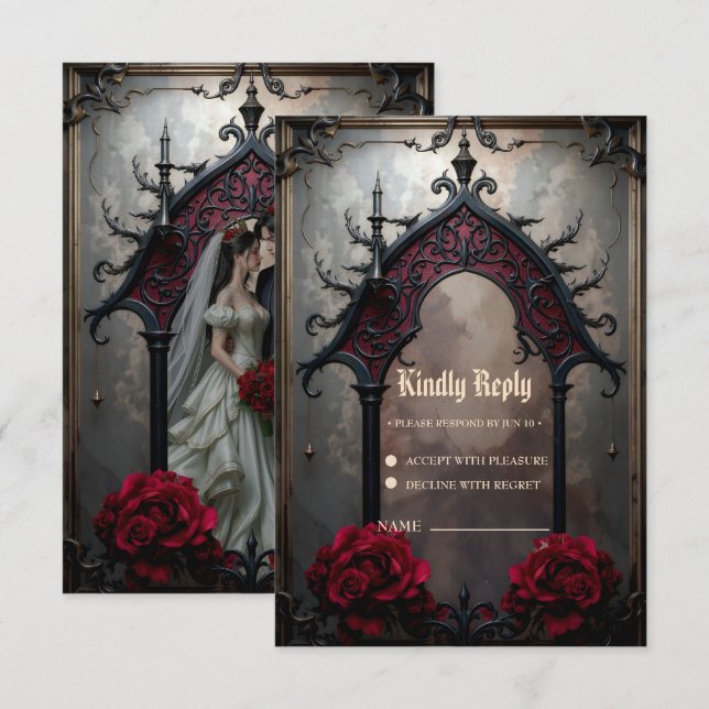 Gothic Eternal Love RSVP Card (Front/Back)