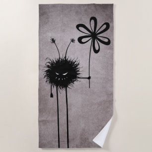 Gothic Evil Flower Bug Vintage Beach Towel