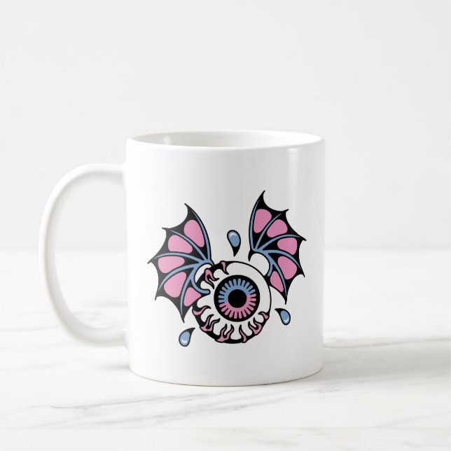 Gothic eyeball with wings coffee mug (Left)