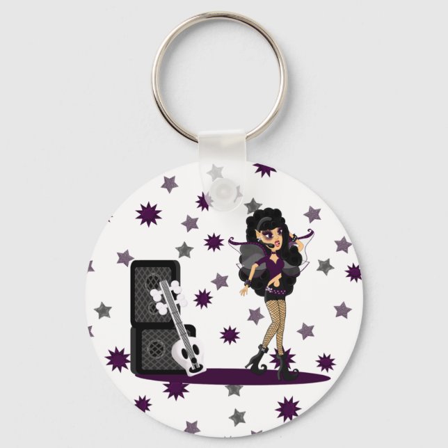 Gothic Faerie with Skull Guitar Key Ring (Front)