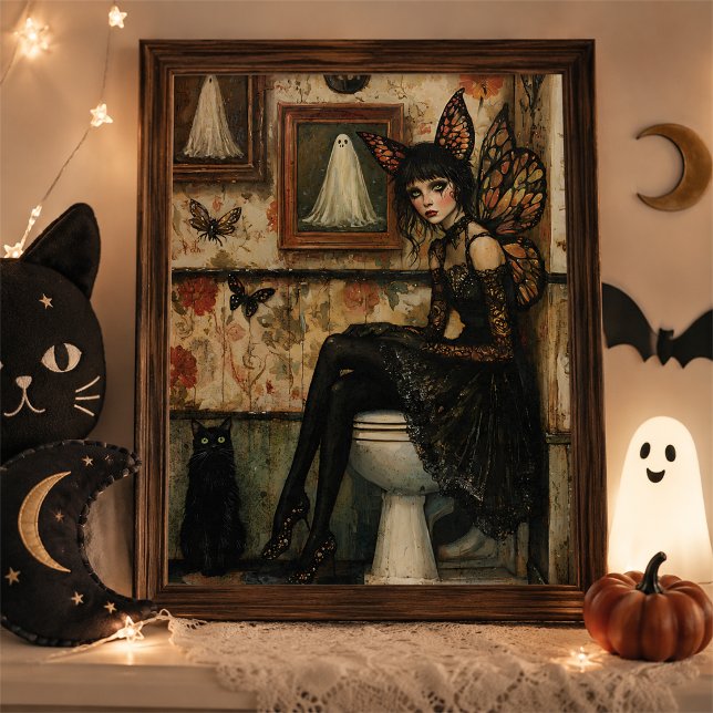 Gothic Fairy Black Cat Halloween Wall Art (Creator Uploaded)
