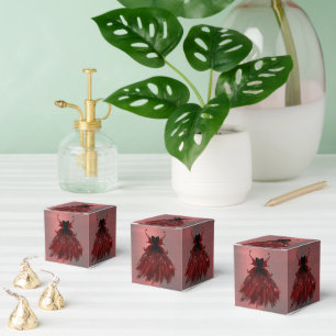 Gothic Fairy Crimson Gown   Deep Radiant Red Sheen Favour Box